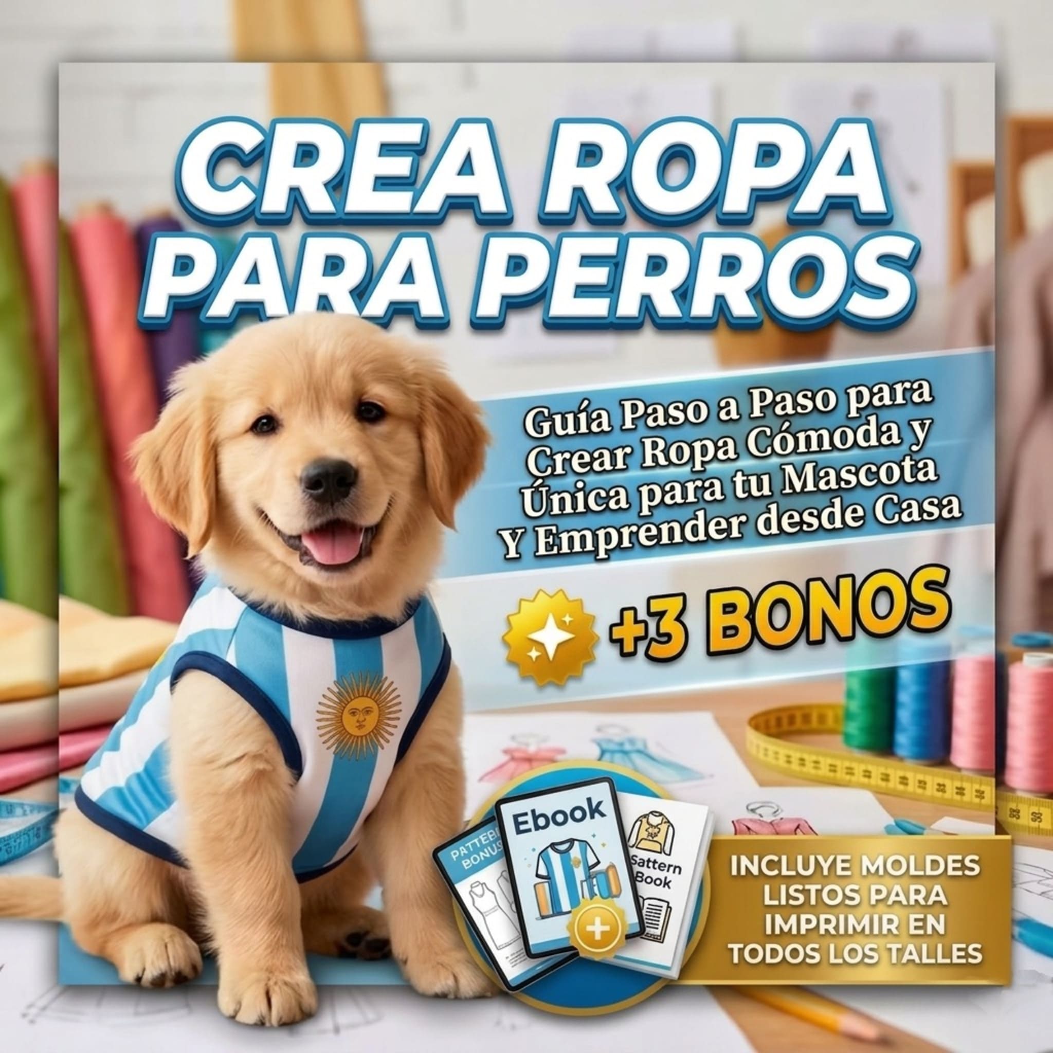 Crea Ropa para Perros + 3 Bonos: Ahorra, Diseña y Emprende.